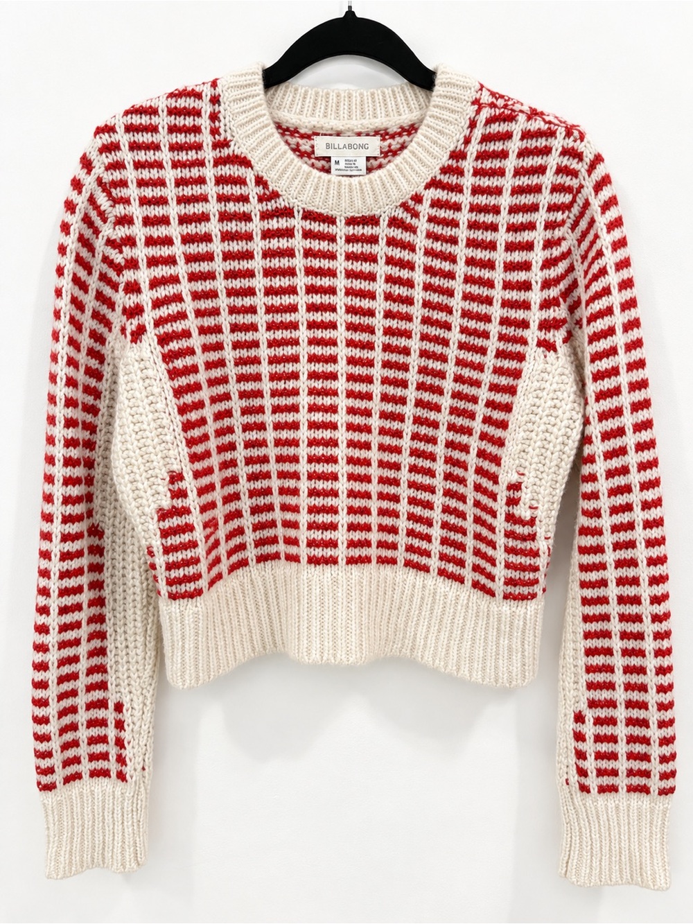 Cooperative Red Cream Chunky Knit Cropped Sweater Medium